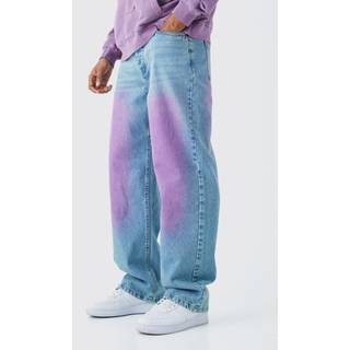 Mens Baggy Rigid Pink Tint Jeans In Antique Blue