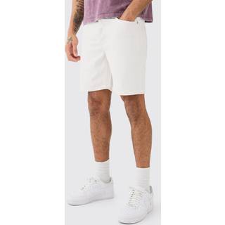 Mens Slim Rigid Denim Shorts In White
