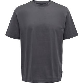 ONLY & SONS t-shirt i mørkegrå til herre | Relaxed fit |
