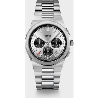 CLUSE Silver Vigoureux Black Chrono Watch - Silver