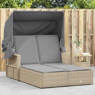 solseng med baldakin og hynder polyrattan beige