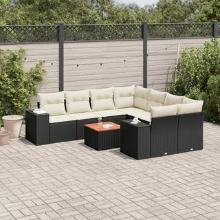 sofasæt til haven 9 dele med hynder polyrattan sort