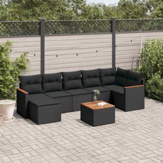 sofasæt til haven 8 dele med hynder polyrattan sort