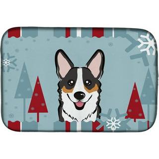 """" Caroline's Treasures Winter Holiday Tricolor Corgi Dish Drying Mat 14 """" """" X 21 """" """" """"