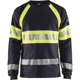 Blåkläder 3484 Brandhæmmende T-shirt lang ærme Inherent / Brandhæmmende T-shirt lang ærme Inherent - 3XL - Marineblå/High Vis Gul
