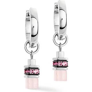 Coeur De Lion Silver Apricot Charm Link Cubes Hoops - Silver