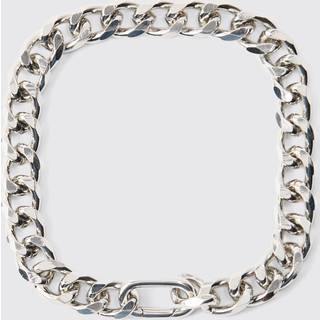 Mens Chunky Clasp Detail Metal Bracelet In Silver