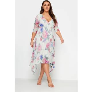 Yours Curve Yours Curve White Cowl Neck Mesh Midi Dress