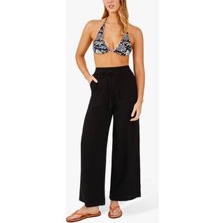 Accessorize Accessorize Black Crinkle Beach 100% Cotton Trousers