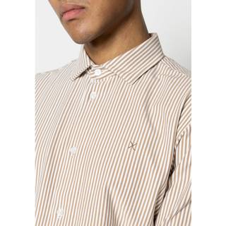 Clean formal striped shirt - Warm Sand/White Stripe
