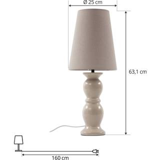 Bordlampe Lyndorin Lucande, Creme/amber, Stue/spisestue, Keramik, Design