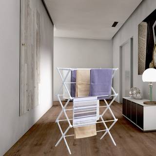 Smart Tørrestativ i metal - Foldbar og udvidelig med 3 højder - hvid