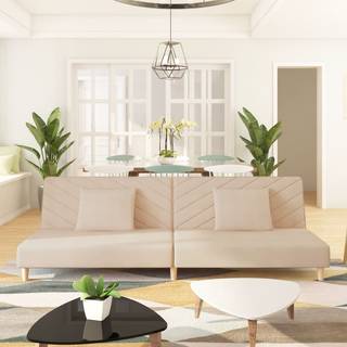 2-Personers Sovesofa Med 2 Puder Stof - Creme / Uden armlæn