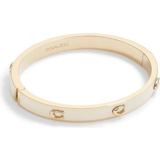 Coach Gold White Pegged C Hinged Bangle - Gold - 6cm