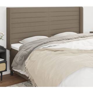 Sengegavl Med Kanter 83X16X78/128 Cm Stof - Gråbrun / 203 x 16 x 118/128 cm