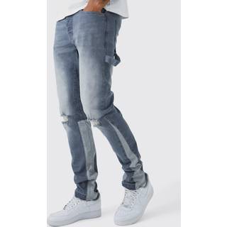 Mens Grey Tall Straight Rigid Carpenter Jeans
