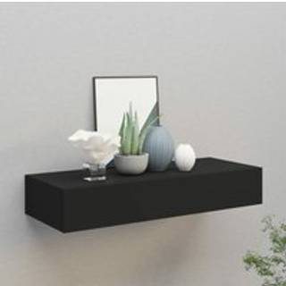væghylde med skuffe 60x23,5x10 cm MDF sort
