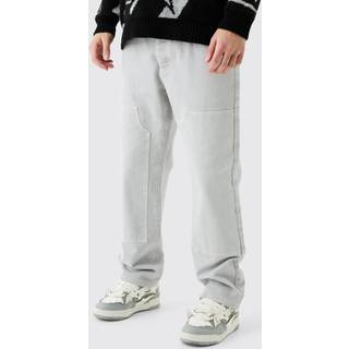 Mens Light Grey Relaxed Rigid Overdyed Carpenter Jeans