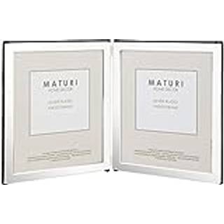 Maturi s?lvbelagt dobbelt fotoramme - flad kantportr?t 5 x 7 -tommer (13 x 18 cm)