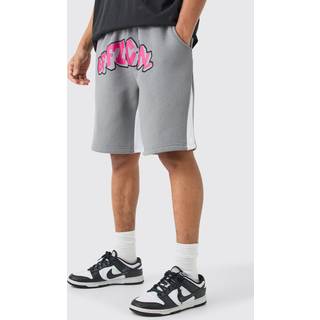 Mens Charcoal Oversized Official Grafitti Gusset Shorts