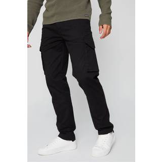 Threadbare Threadbare Black Cotton Cargo Trousers With Stretch