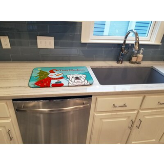 """" Caroline's Treasures Snowman med White English Bulldog Dish Drying Mat 14 """" """" X 21 """" """" """"