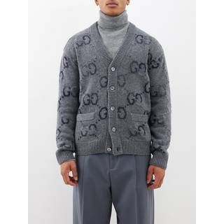 Gucci - Logo-Jacquard Wool-Blend Cardigan - Men - Gray - M