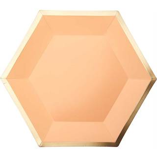 Pappteller Sechseck apricot-gold 27x23,5cm 10 Stück - Apricot