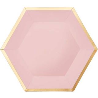 Pappteller Sechseck rosa-gold 16x13,5cm 10 Stück
