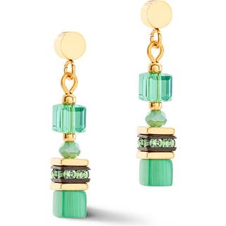 Coeur De Lion Gold Green Mini Cubes Earrings - Silver