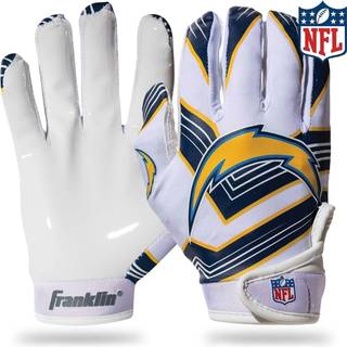 Franklin Sports Los Angeles Chargers Youth NFL Fodboldmodtagerhandsker - Modtagerhandsker til b?rn - NFL Team Logos og Silicone Palm - Youth S/XS