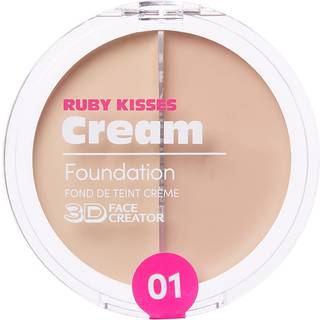 Ruby Kisses Cream Foundation 3D Face Creator 2-Color Foundation og concealer 12 timers slid Langvarigt medium til fuld d?kning (niveau 1)
