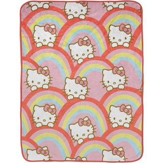 Hello Kitty Rainbow Plush Throw T?ppe - m?ler 46 x 60 tommer - Super Soft Lightweight Fleece Snedding