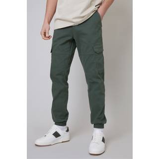 Threadbare Threadbare Green Cotton Jogger Style Cargo Trousers With Stretch