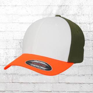 FLEXFIT FX6277TT S/M Neon Orange/Hvid/Oliven Farve