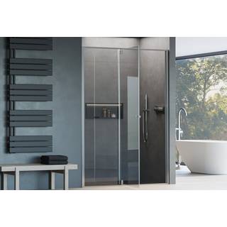 Niche-bruser med svingdør på fast panel NT606 FLEX - 6 mm nano klar glas - profilfarve kan vælges