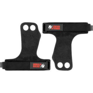 2-Hole Leather Lifting Grips, black, xlarge