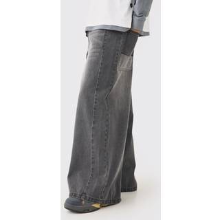 Mens Extreme Wide Fit Jeans In Washed Black