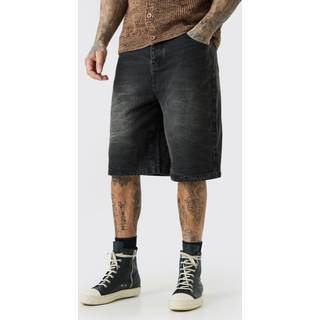 Mens Tall Baggy Denim Jorts In Washed Black
