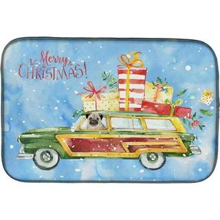 """" Caroline's Treasures CK2463DDM Merry Christmas Pug Dish-Drying-Mats 14x21 Multicolor """"