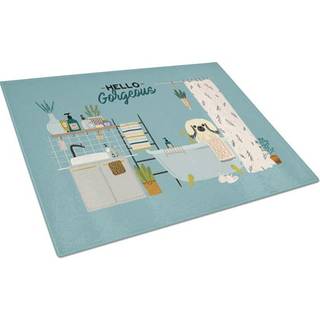 Caroline's Treasures CK7528LCB Cream Pekingese i badekar glasskærebord Stort dekorativt tempereret glas køkkenskæring og serveringsplade i stor s