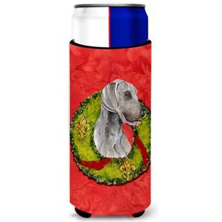 Caroline's Treasures SC9086MUK Weimaraner Julekrans Ultra Hugger til slanke d?ser kan k?ligere ?rme Hugger Machine Washable Drink Sleeve Hugger S