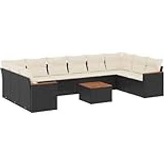 sofasæt til haven 11 dele med hynder polyrattan sort