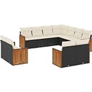 sofasæt til haven 11 dele med hynder polyrattan sort