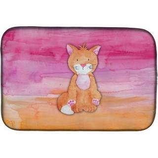 """" Caroline's Treasures Orange Cat Watercolor Dish Drying Mat 14 """" """" X 21 """" """" Multicolor """"