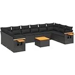sofasæt til haven 11 dele med hynder polyrattan sort