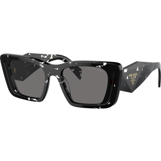 Prada Kvinde PR 08YS 15S5Z1 Solbriller Acetat Sort Grå Sommerfugl Polariseret