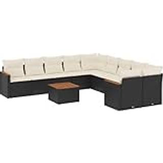 sofasæt til haven 11 dele med hynder polyrattan sort