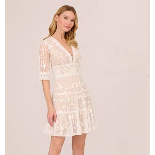 Adrianna Papell Adrianna Papell Lace Embroidery White Dress