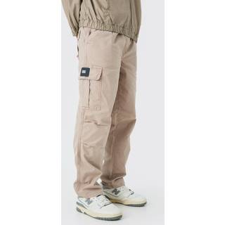 Mens Stone Branded Plaque Twill Utility Trousers